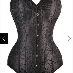 Black brocade longline corset